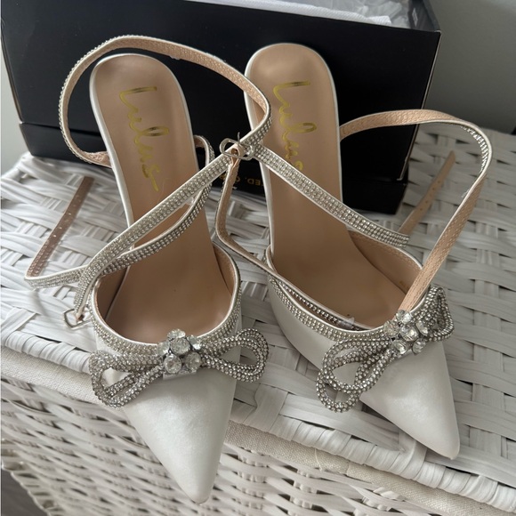 Lulus Shoes - Lulu's White Rhinestone Embellished Heels